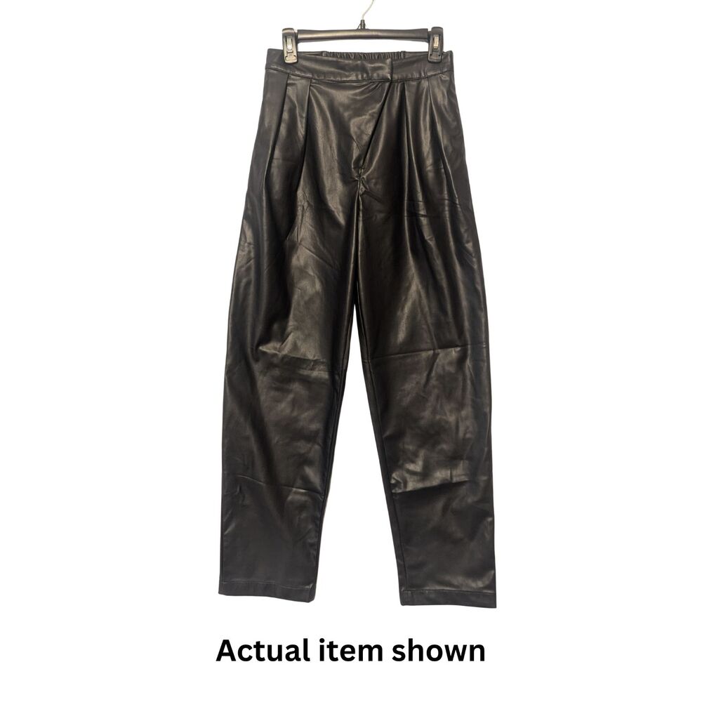 🖤 The Drop S Black Vegan Leather Pleated Loose Fit Pants @signedblake